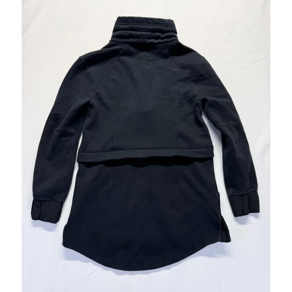 Lululemon Light As Warmth Jacket Women 4 Black Fleece Lined Relaxed Fit Full Zip